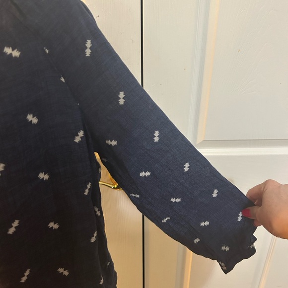 Lucky Brand blue and white boho top, Medium - Picture 3 of 5